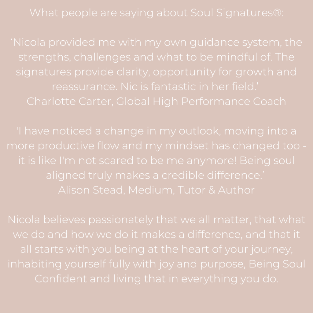 a collection of testimonials for Soul Signatures from Alison Stead, Charlotte Carter